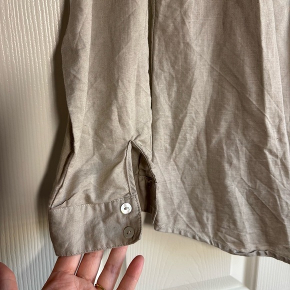 Max Studio Linen Blend Top Women's Medium Long Sleeve Button Up Crochet Corpcore - Picture 8 of 11